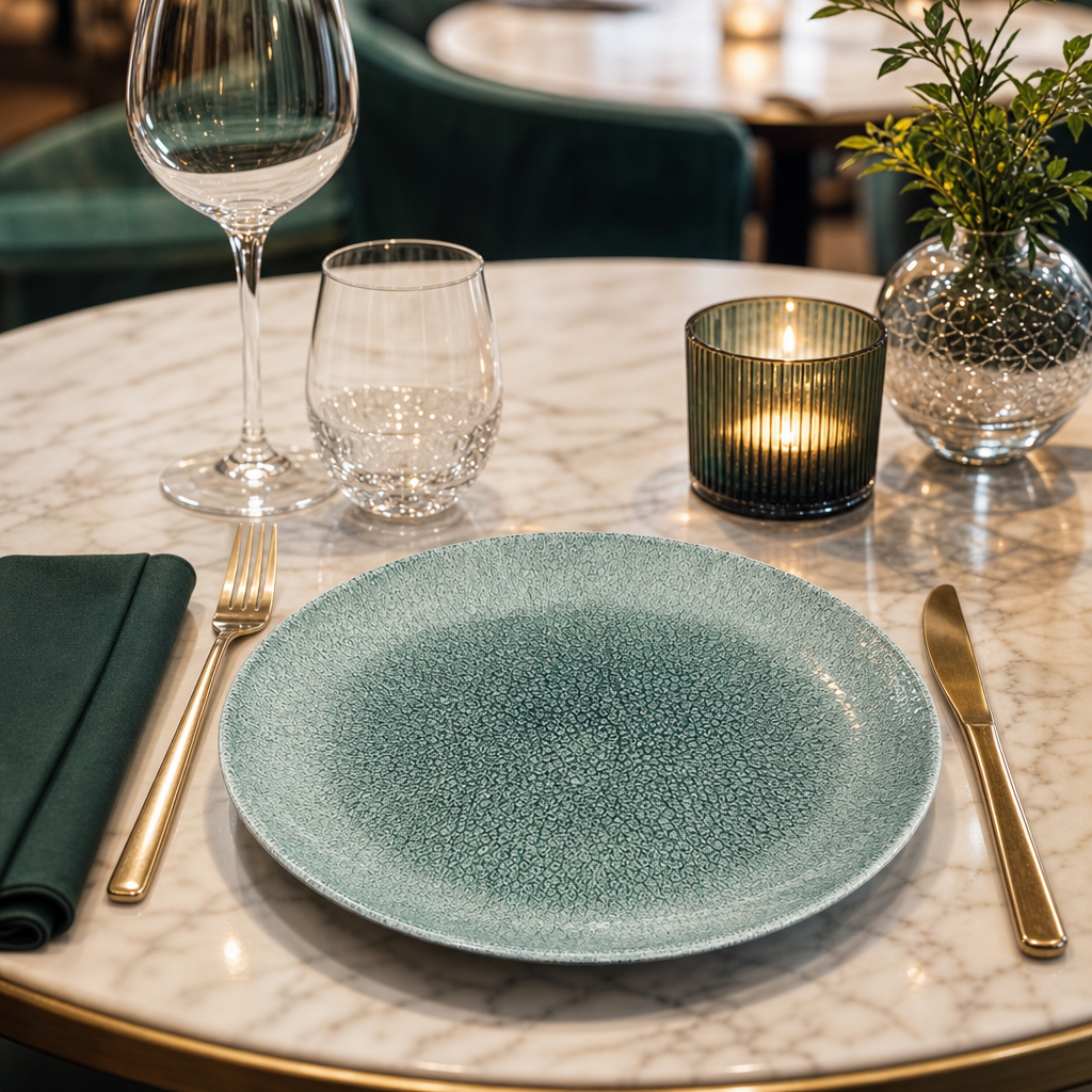 Coupe Plates 165mm Green Porcelain for Stylish Dining (Pack of 12)