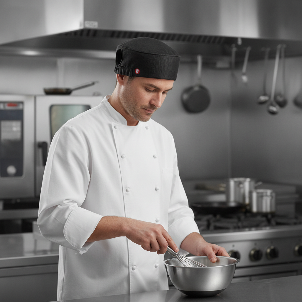 Polyester Black Total Vent Beanie for Kitchen Use