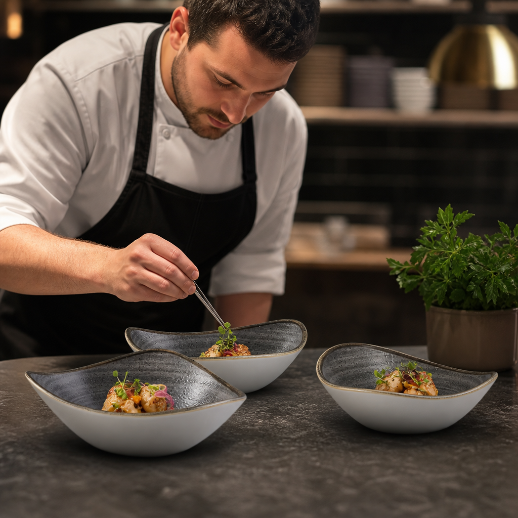 Bowls 178mm Black Vitrified Ceramic for Hospitality Settings (Pack of 12)