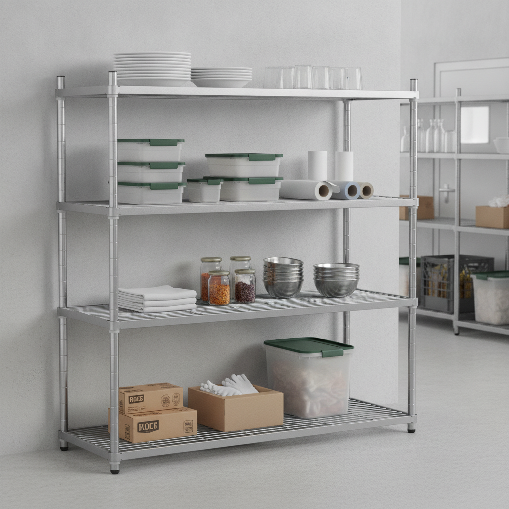 Mild Steel 4 Tier Wire Shelving Unit 1700mm for General Storage
