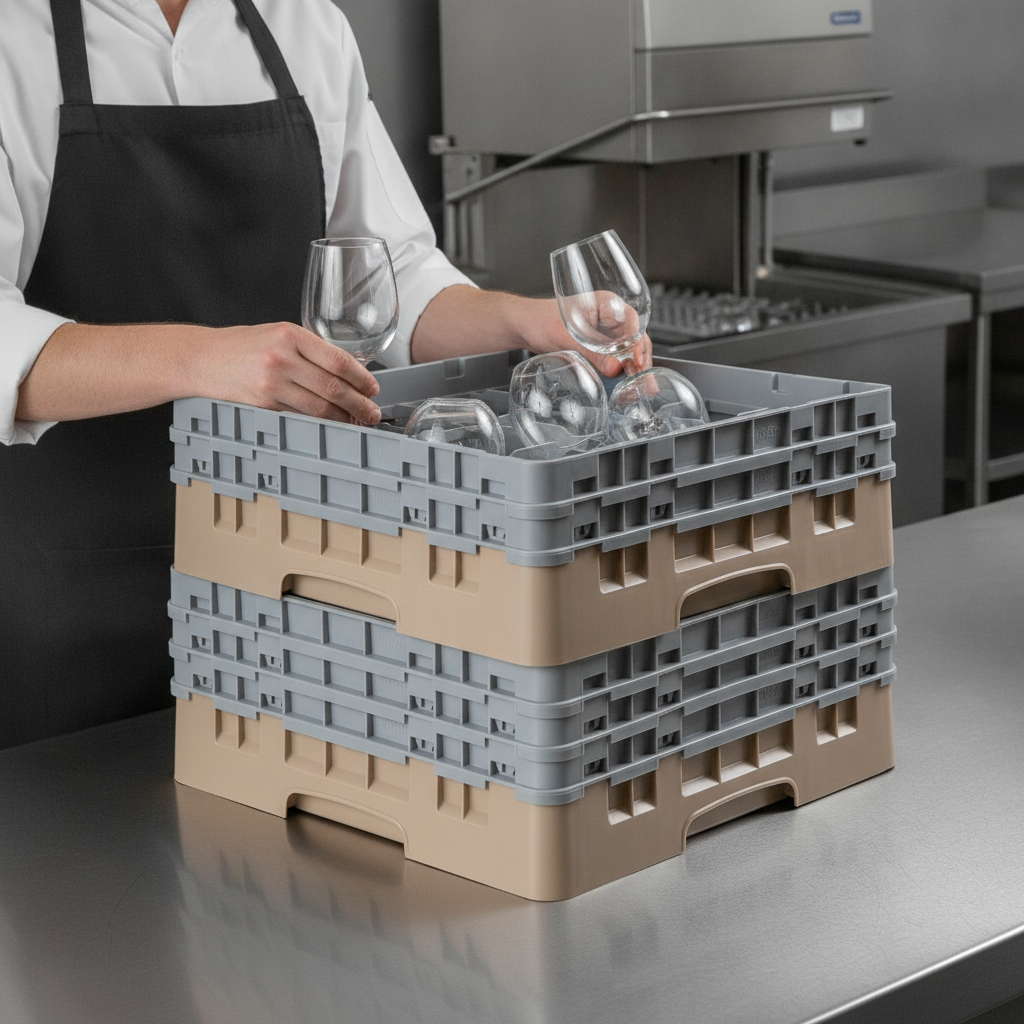 Polypropylene Beige Dishwasher Rack for Glassware (Pack of 16)