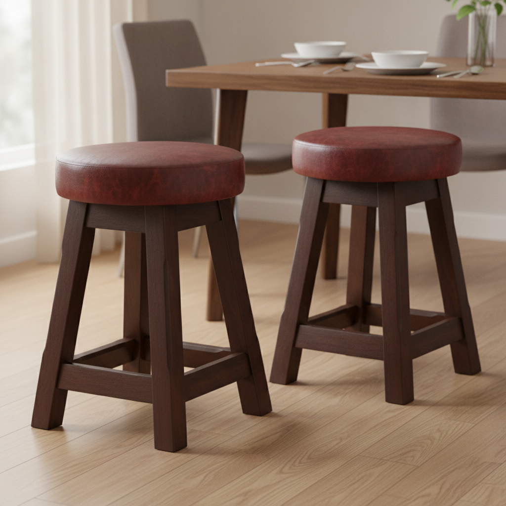 Rubber Wood Low Stools with Dark Walnut Finish 475x335mm for Dining Spaces (Pack of 2)