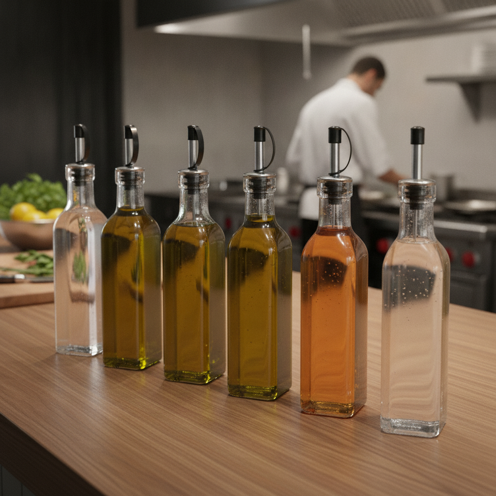 Glass Olive Oil and Vinegar Bottle 250ml for Tables (Pack of 6)
