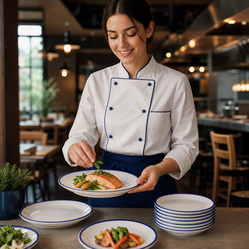 Coupe Plates 165mm Blue Ceramic for Catering & Hospitality (Pack of 12)