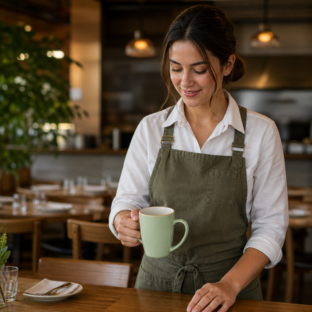 Mugs 355ml Green Vitrified Ceramic for Cafés (Pack of 12)