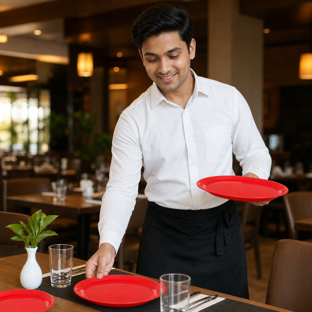 Polypropylene Plates 230mm Red Ceramic for Schools & Institutions (Pack of 12)