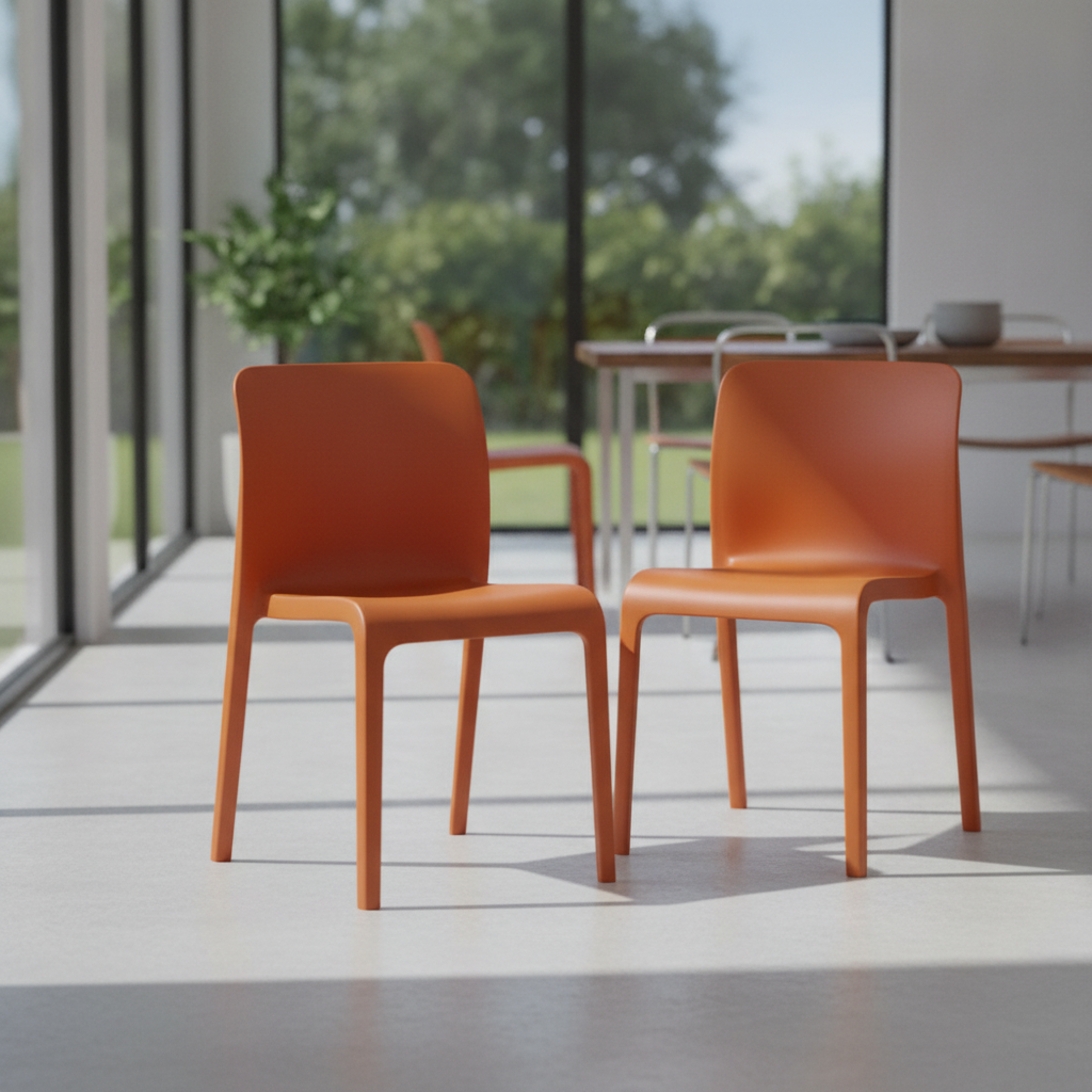Polypropylene Deep Orange POP Chairs 780x480mm for Indoor & Outdoor Use (Pack of 2)
