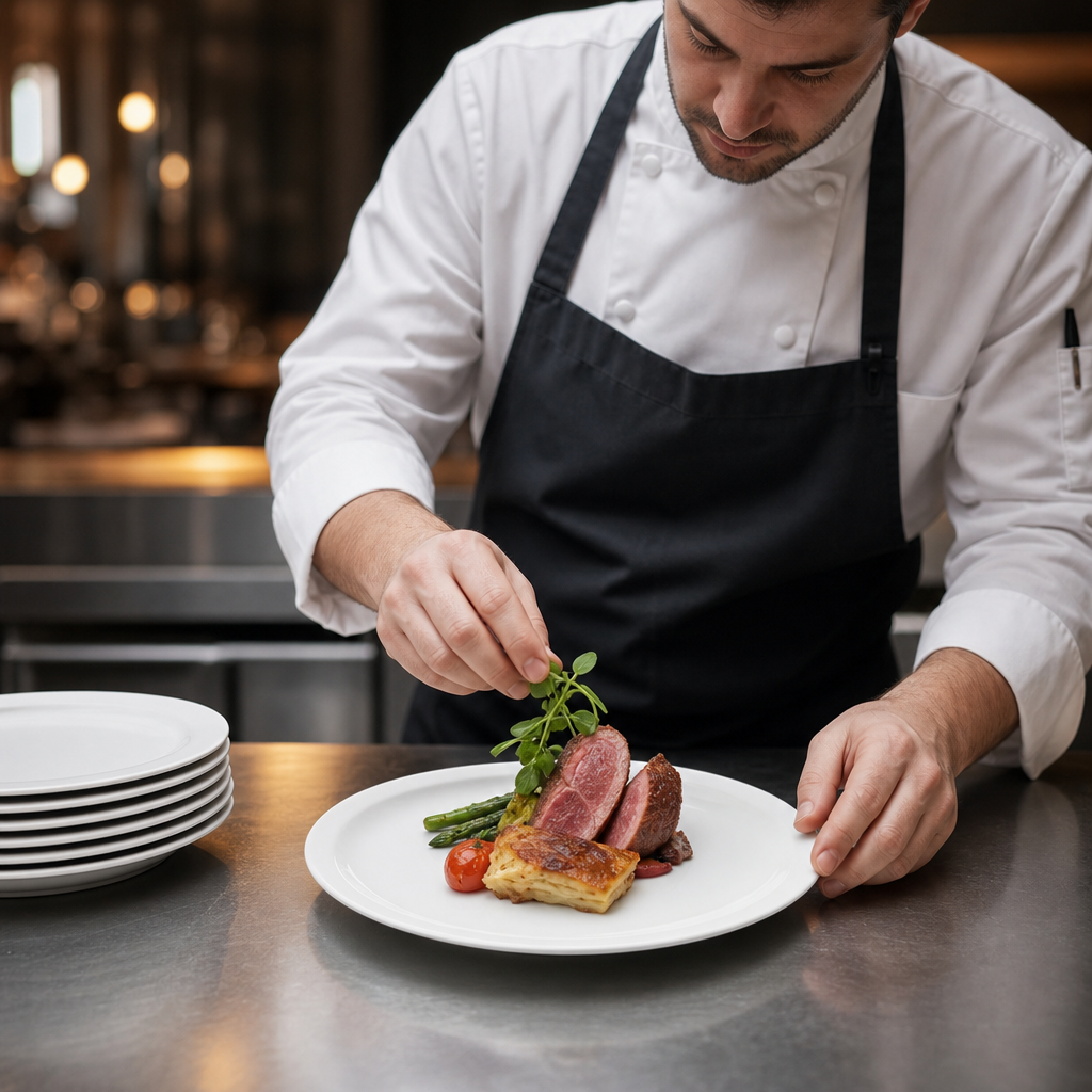 Narrow Rimmed Plates 230mm Porcelain for Catering & Hospitality (Pack of 12)