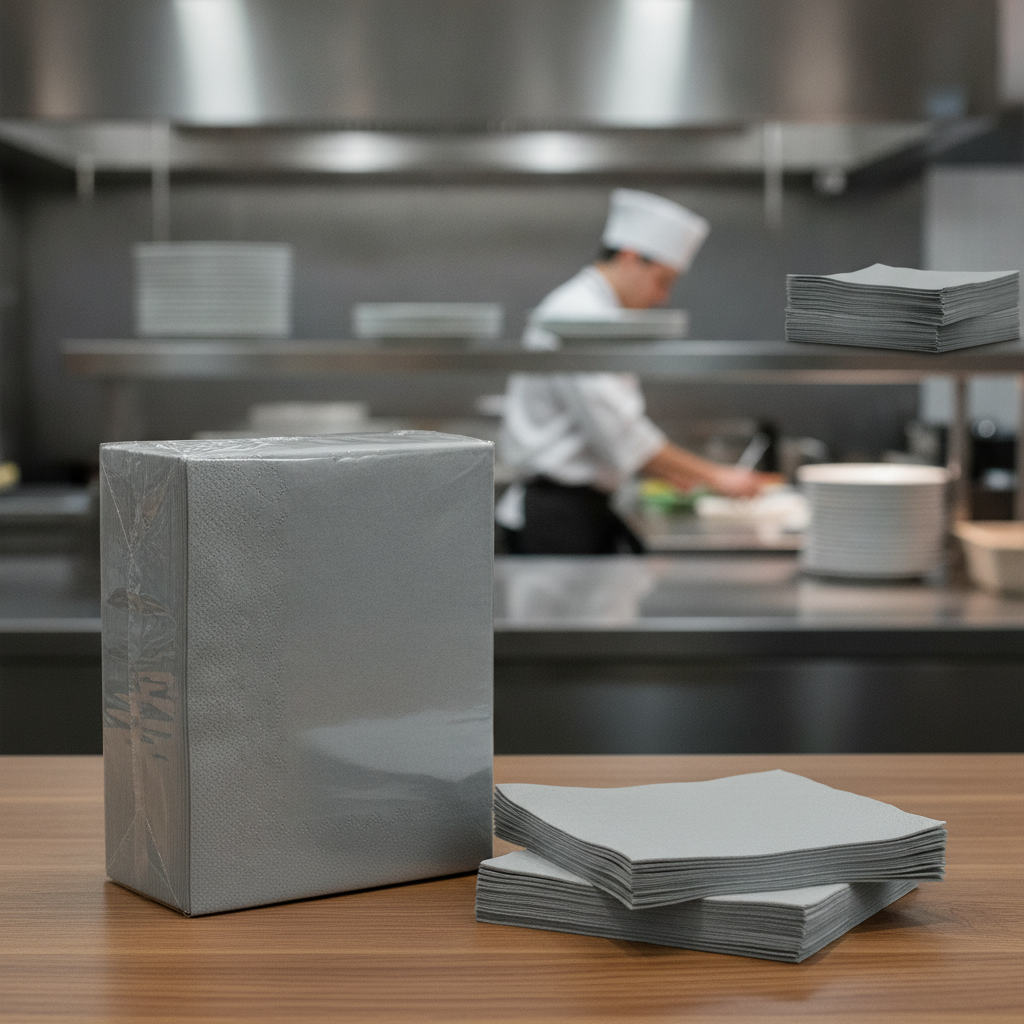 Paper Grey Dinner Napkins 40x40cm for Restaurants & Cafés (Pack of 1000)