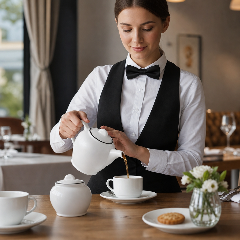 Fine China Coffee Pot 495ml with Black Rim for Catering (Pack of 6)