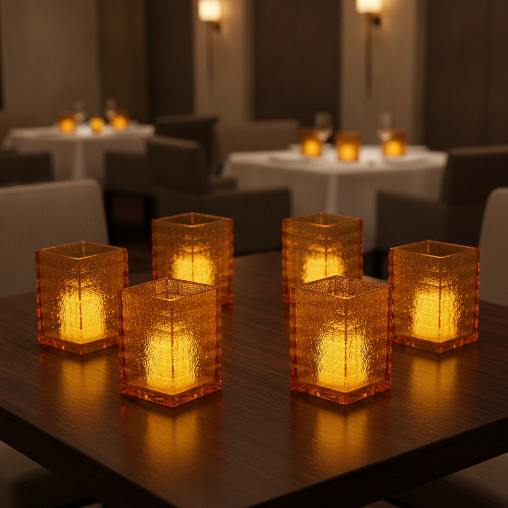 Amber Jewel Glasses Lamp 67mm for Restaurant & Event Venues (Pack of 6)