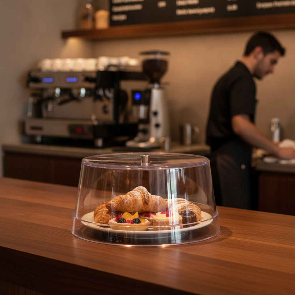 Clear SAN Bakery Tray Cover 235mm for Pastry Display
