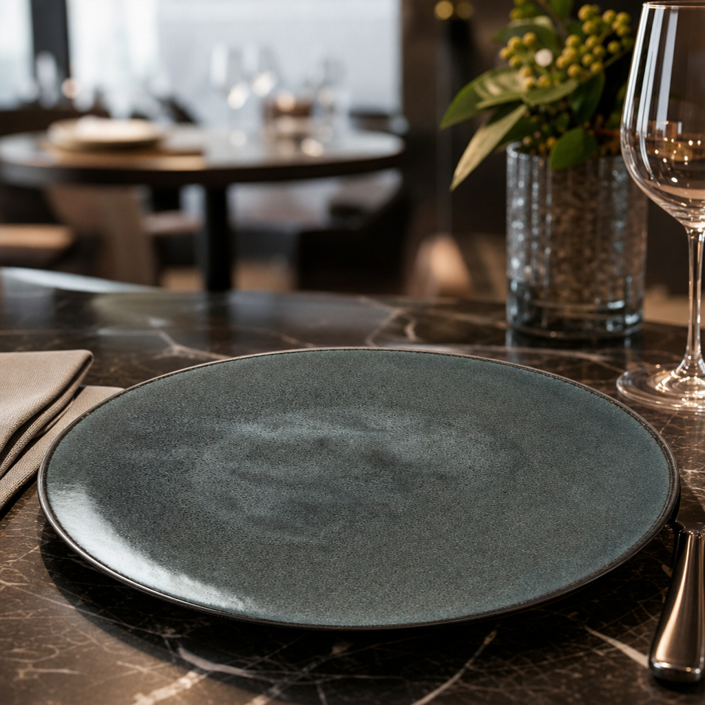 Coupe Plates Grey Porcelain for Elegant Dining (Pack of 12)