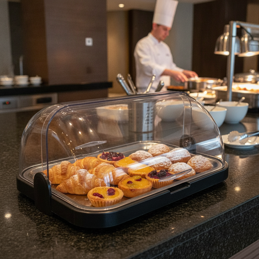 Stainless Steel Roll Top Display Tray 440mm for Buffets