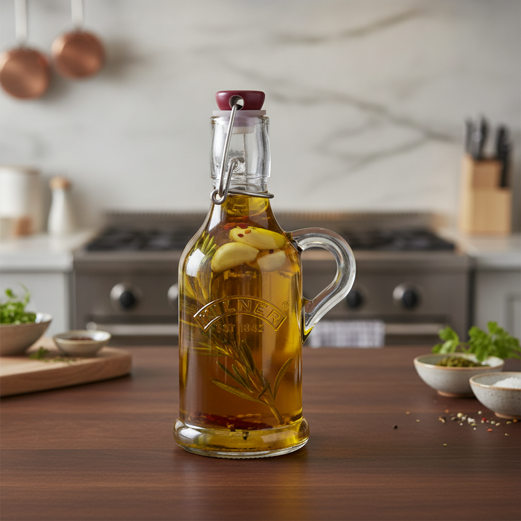 Glass Handled Clip Top Bottle 200ml for Preserving Oils & Sauces
