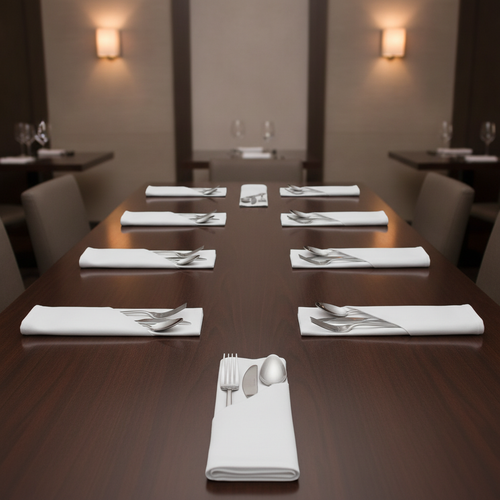100% Cotton White Satin Band Napkins for Elegant Dining (Pack of 10)