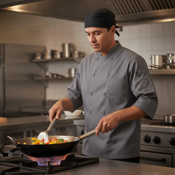 Polycotton Grey Chef Jacket, Polycotton