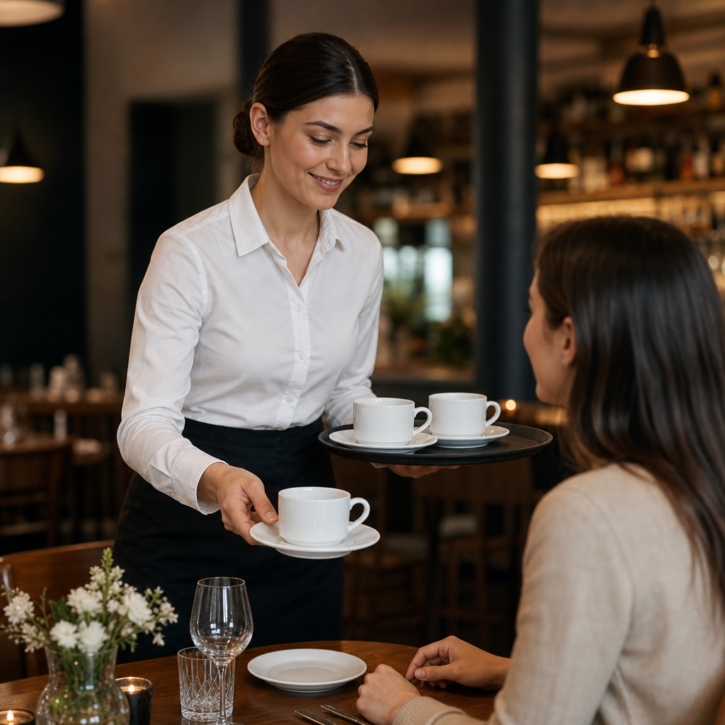 Stackable Tea Cups 240ml Fine China for Restaurants & Cafés (Pack of 6)