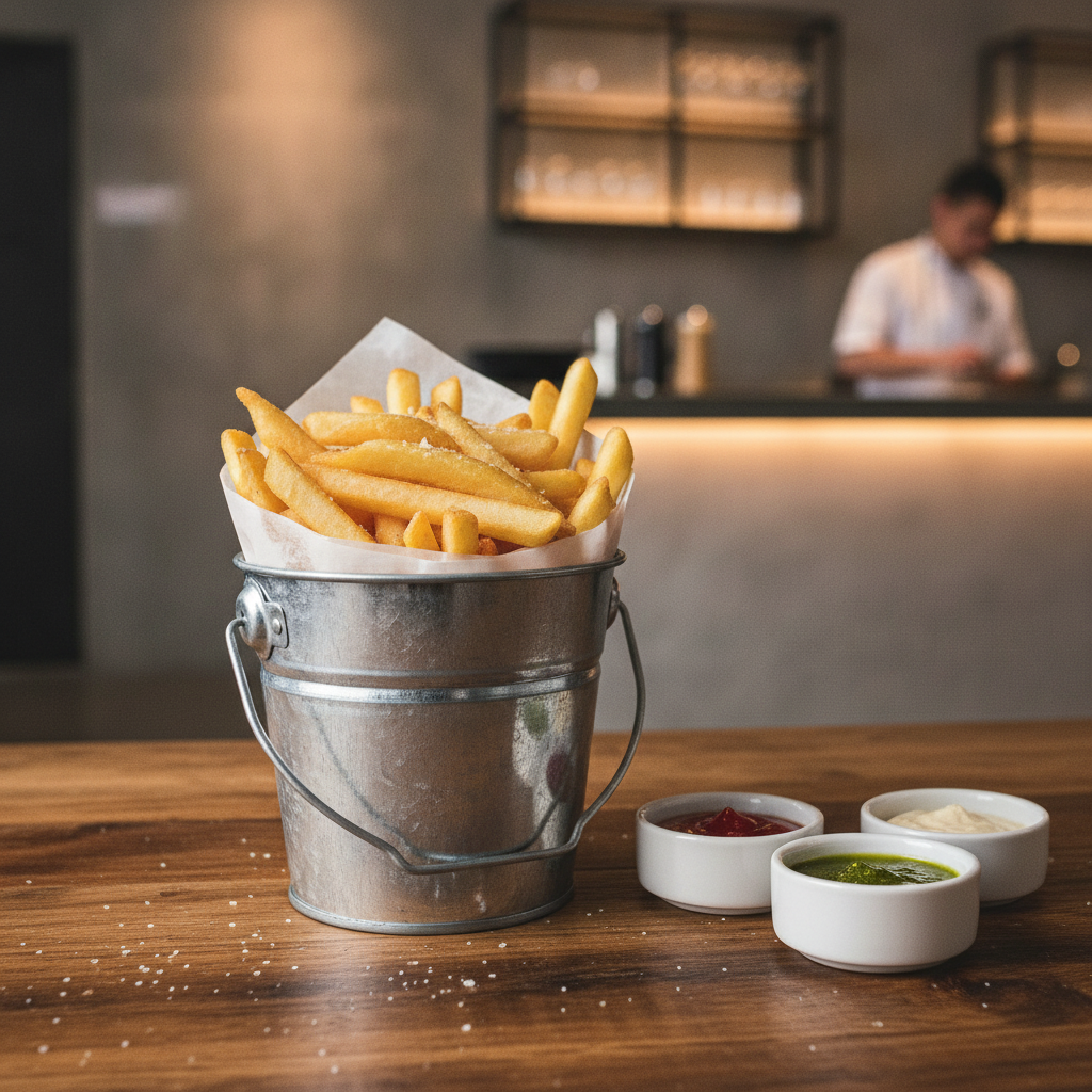 Galvanised Steel Mini Chip Bucket 1.175L for Serving Snacks