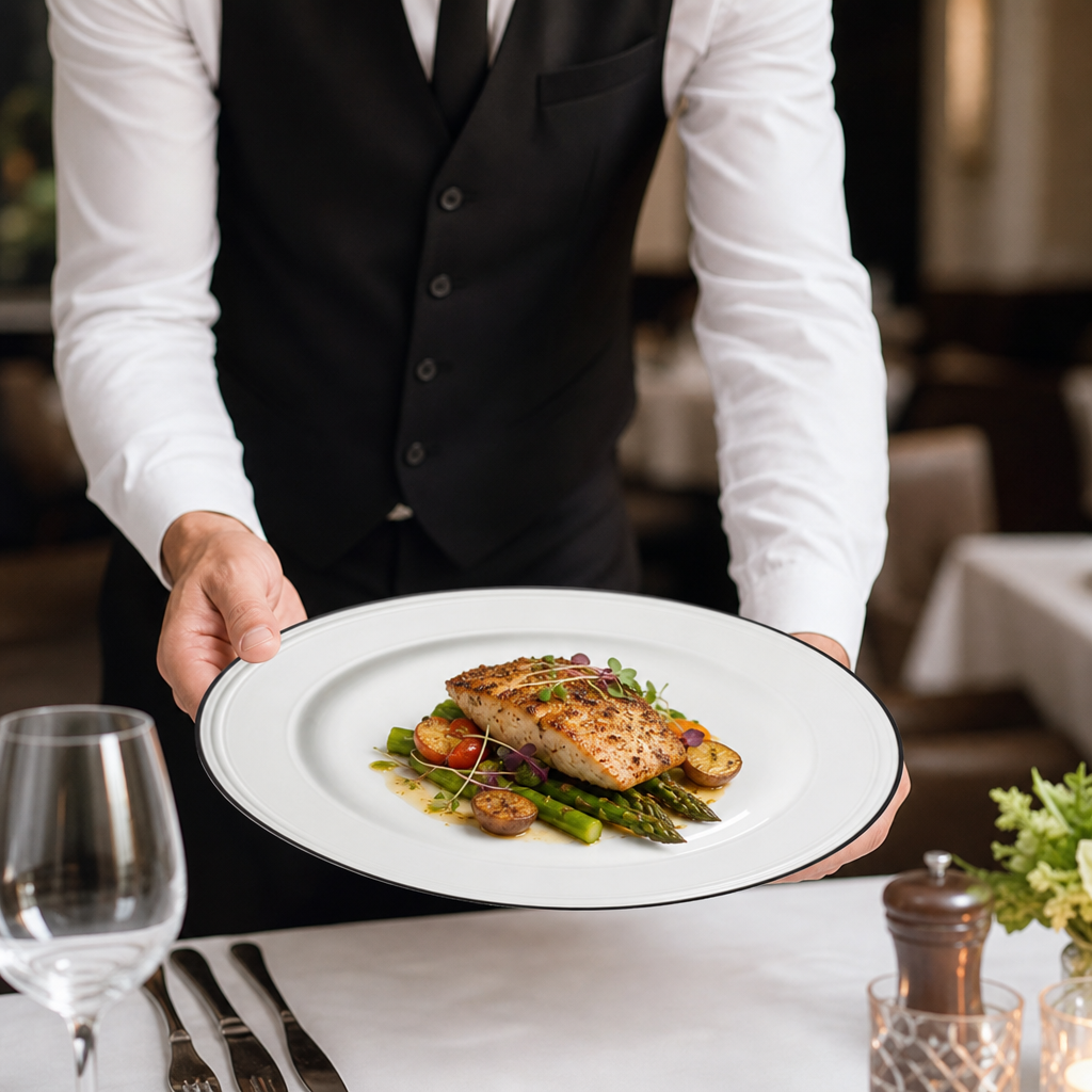Plates 285mm Black China for Dining Experiences (Pack of 6)