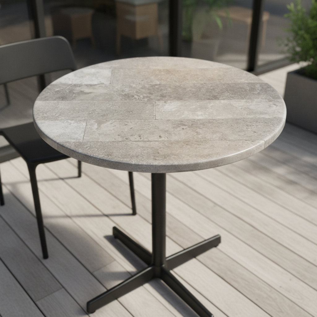 Concrete Round Laminate Table Top 600mm for Indoor & Outdoor Dining