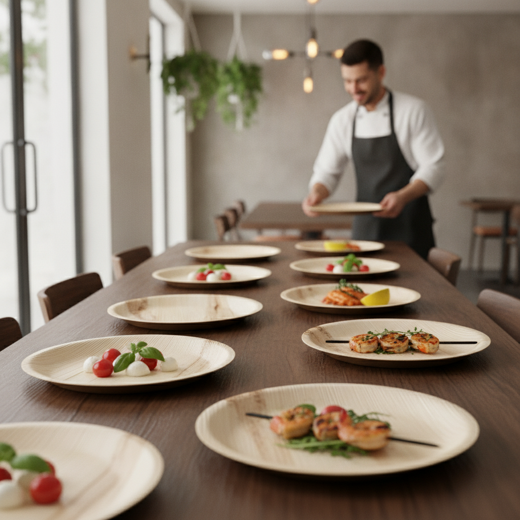 Palm Leaf Round Plates 250mm for Catering & Events (Pack of 100)