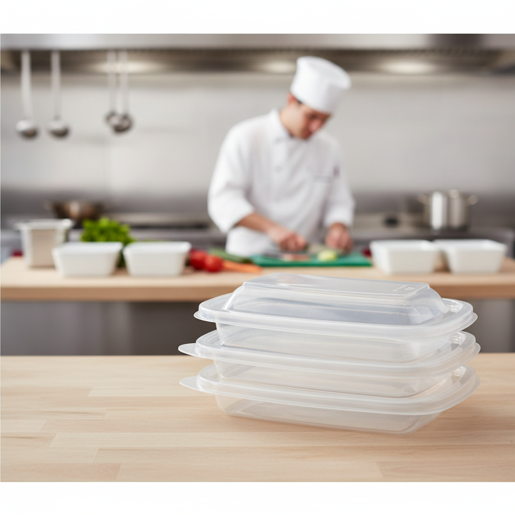 Polypropylene Small Rectangular Food Container Lids 500ml for Takeaway Services (Pack of 300)