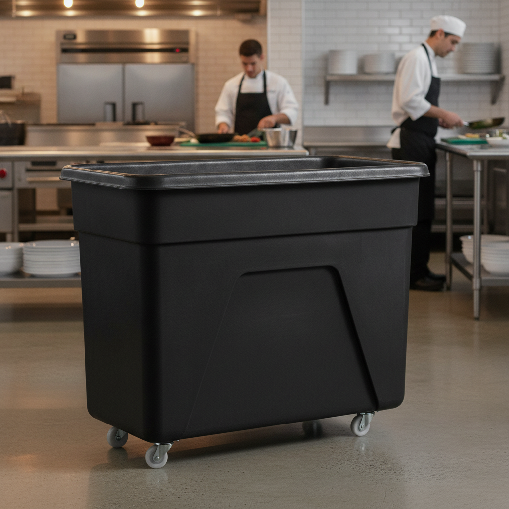 Black Polyethylene Medium Trolley 160L for Hospitality Use