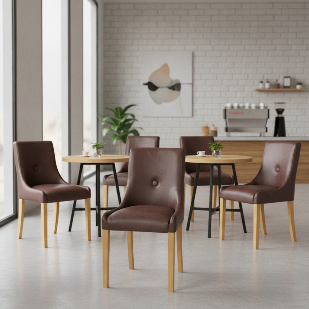 Rubber Wood Dining Chair 870x460mm for Restaurants & Cafés (Pack of 6)