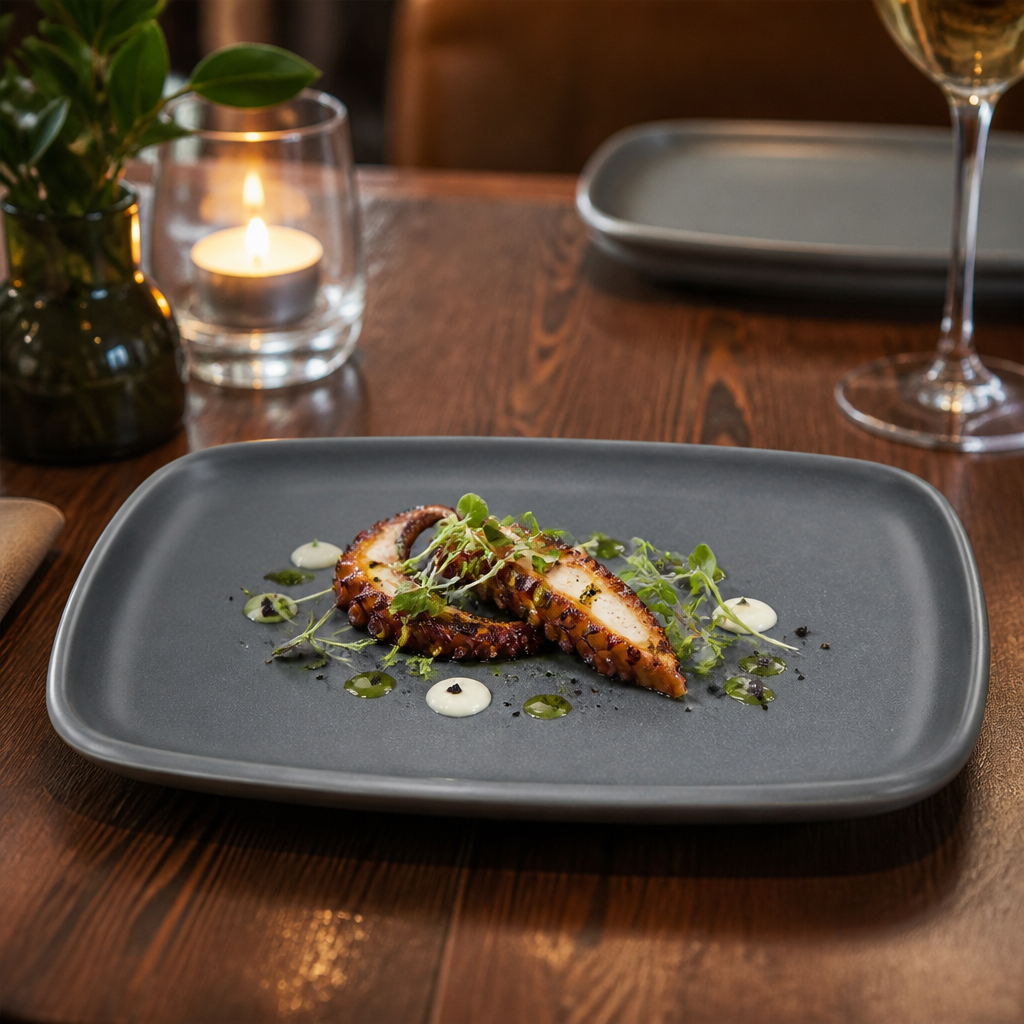 Oblong Plates 222x152mm Grey Vitrified Ceramic for Stylish Dining (Pack of 6)