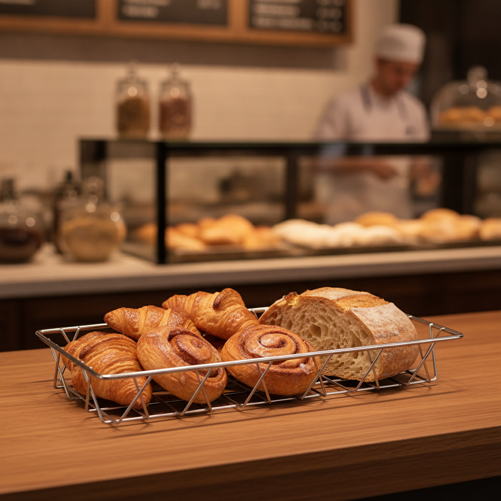 Stainless Steel Wire Display Basket 350x150x50mm for Bakeries
