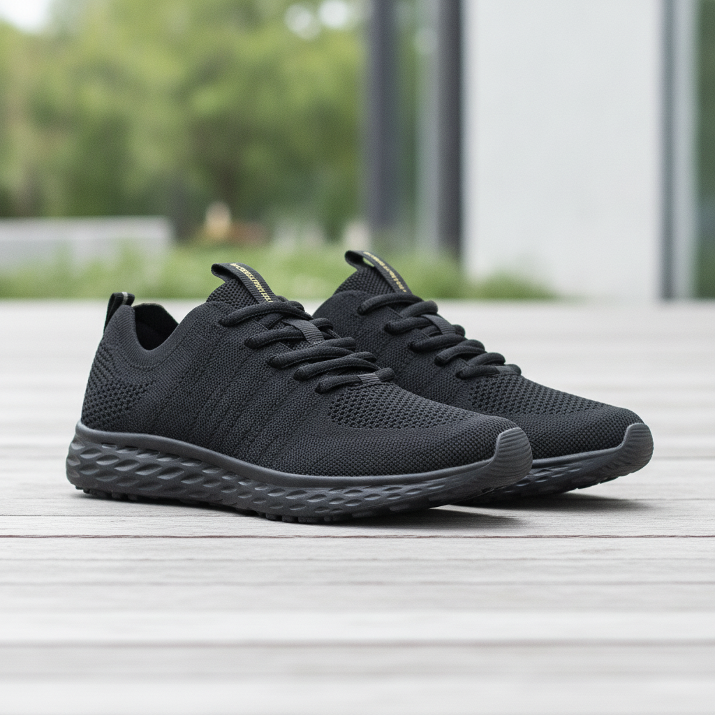 Recycled Textile Black Eco Trainers for Everyday Use