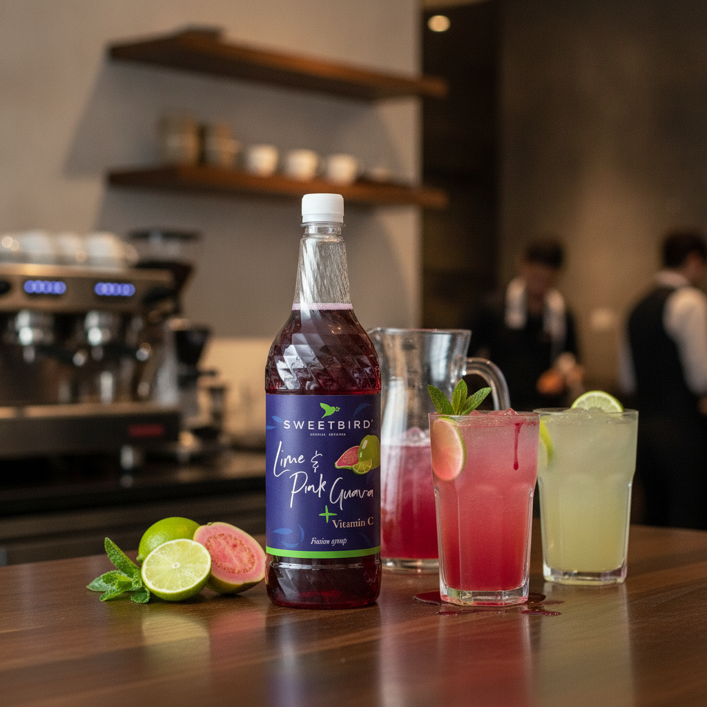 Pink Guava and Lime Syrup 355ml for Refreshing Beverages