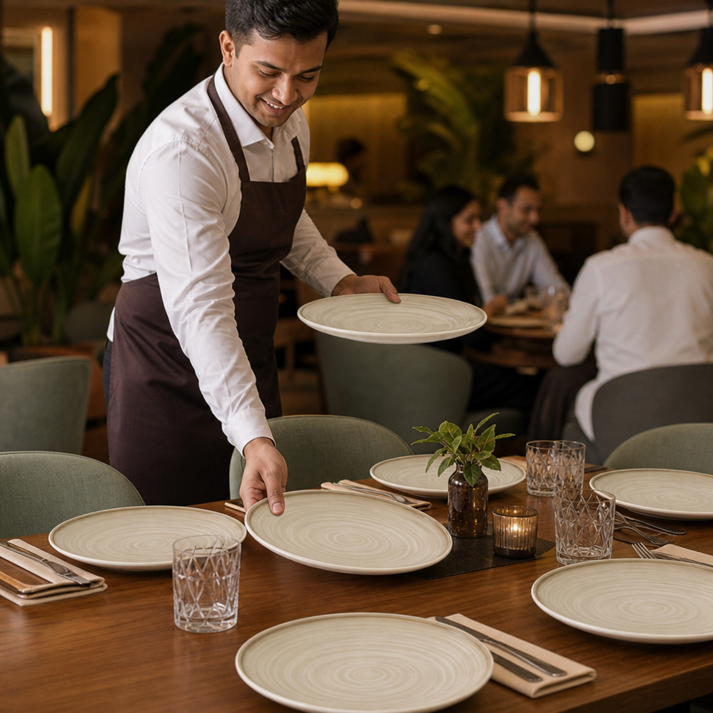 Walled Plates 280mm Vitrified Ceramic for Dining Tables (Pack of 6)