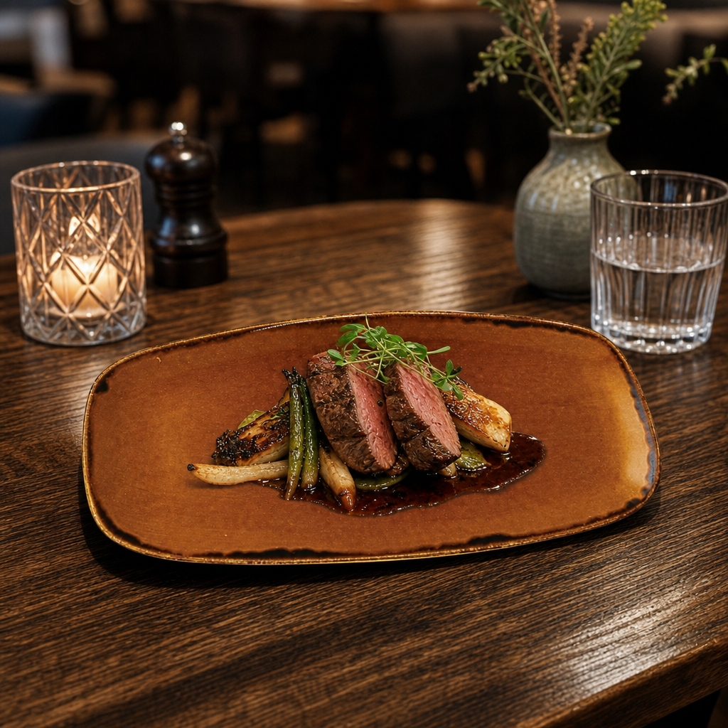 Oblong Chefs Plates Brown Porcelain for Rustic Dining (Pack of 12)