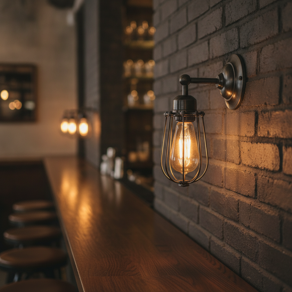 Pewter Wire Cage Wall Light 100mm for Bars & Restaurants
