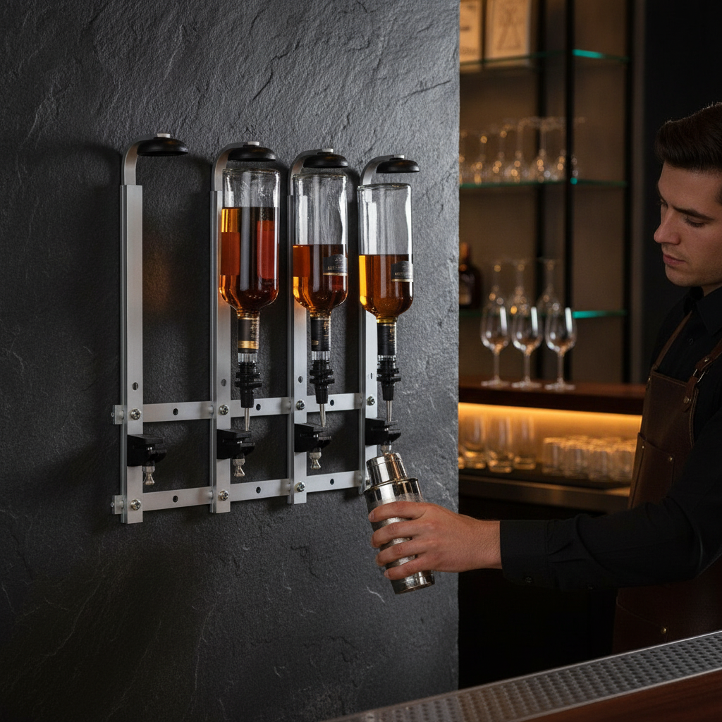 Aluminium Wall-Mounted Bottle Rack 330mm for Bars & Restaurants