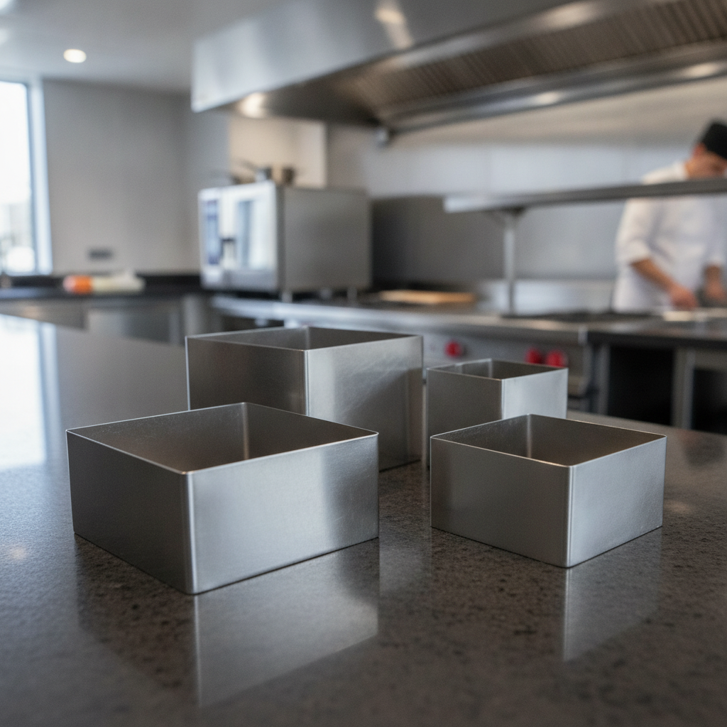 Stainless Steel Mousse Squares for Professional Kitchens (Pack of 4)