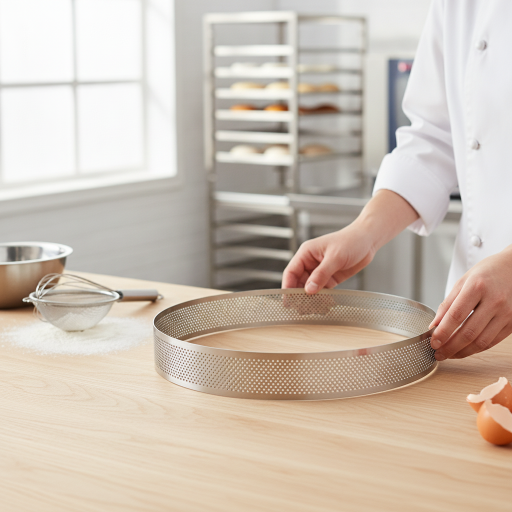 Stainless Steel Perforated Cake Ring 240x35mm for Professional Baking