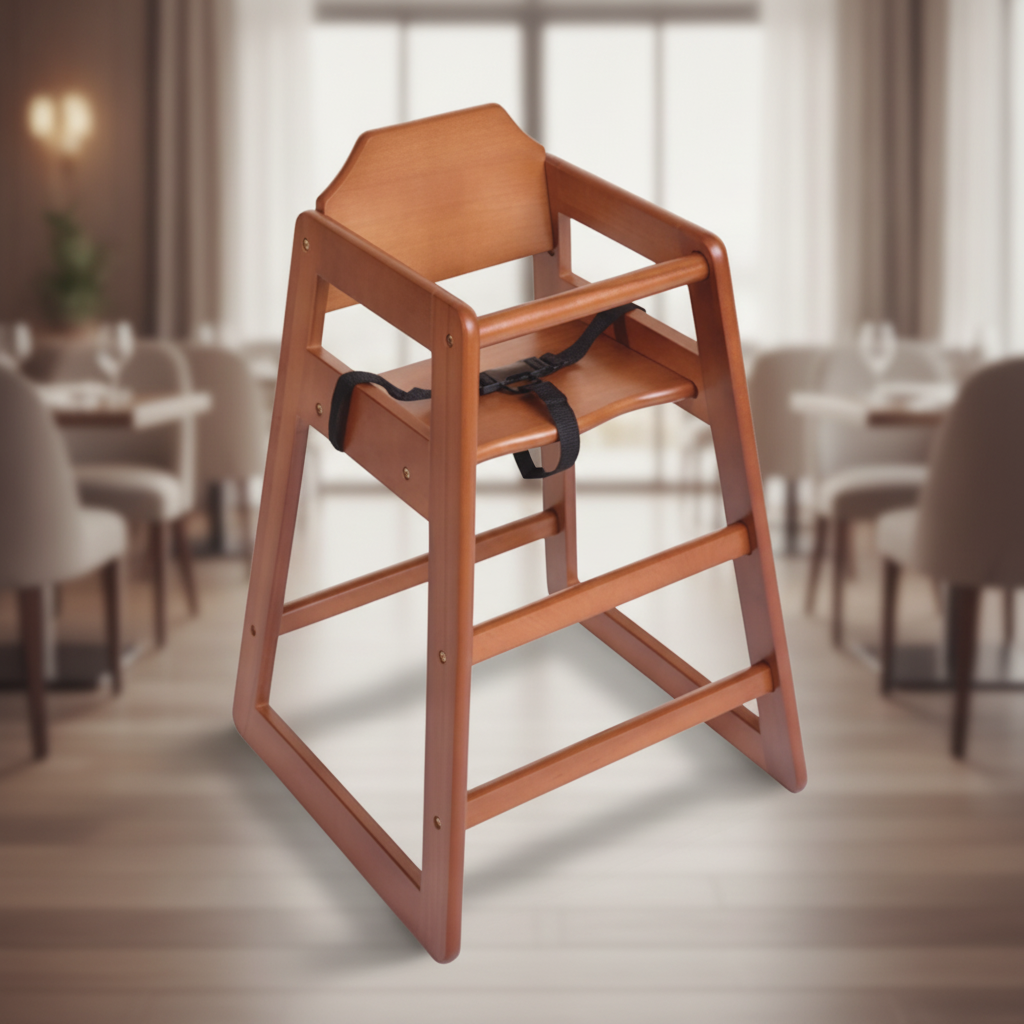 Wooden High Chair Dark Wood 500x510mm for Safe Mealtimes