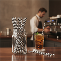 Biodegradable Paper Straws Black & White Stripe for Drinks (Pack of 250)