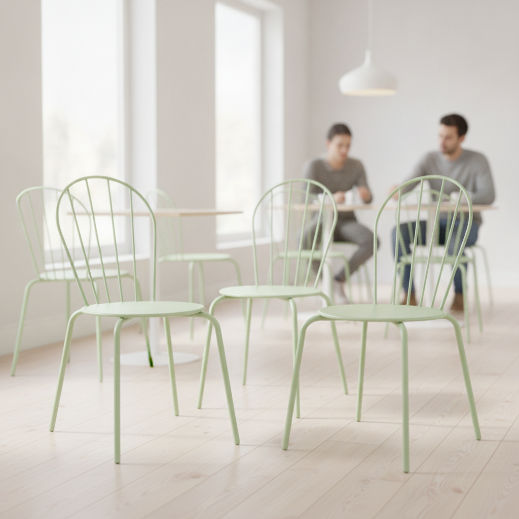 Powder-Coated Steel Light Green Side Chairs 855mm for Restaurants & Cafés (Pack of 4)