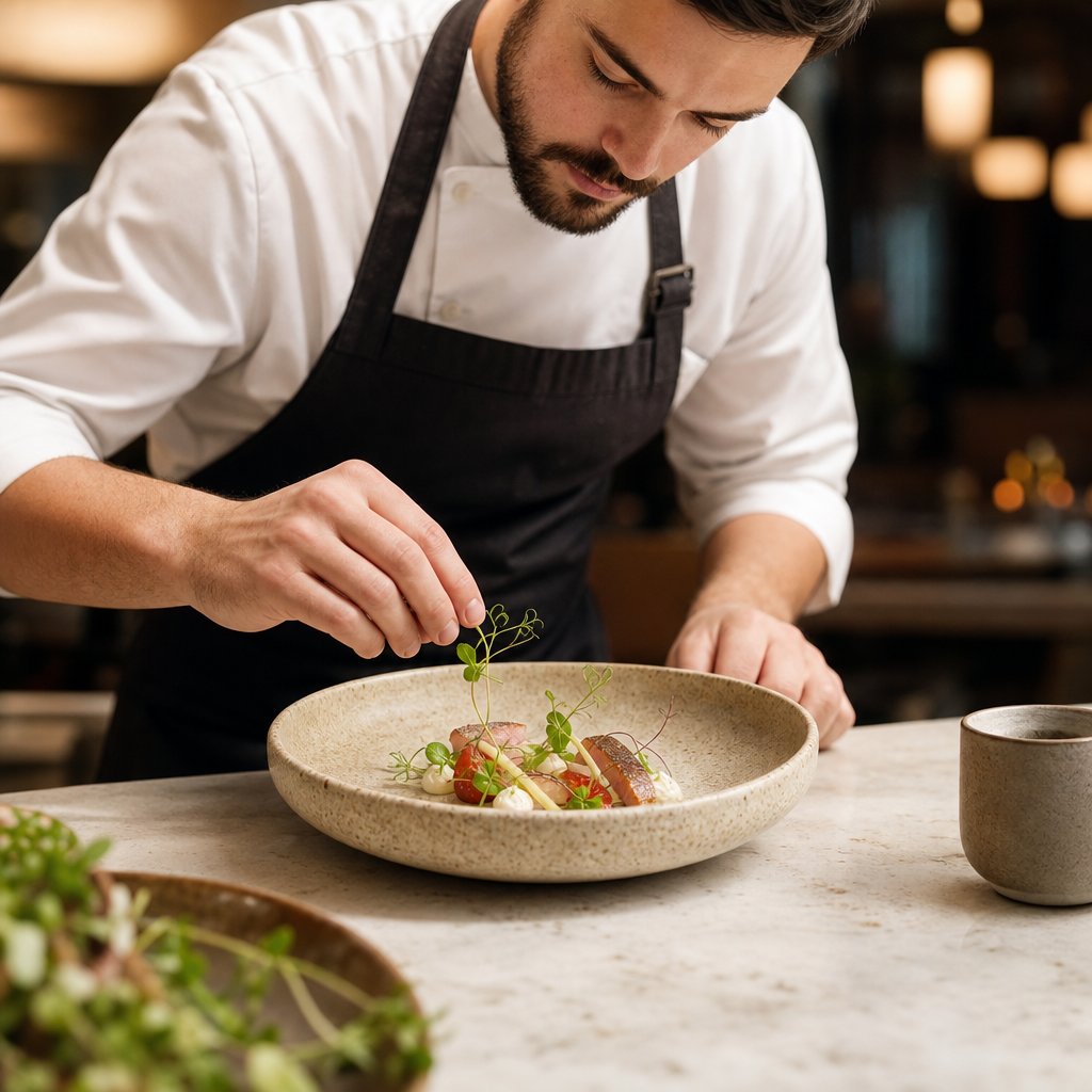 Canvas Coupe Bowls in Cream Stoneware for Creative Plating