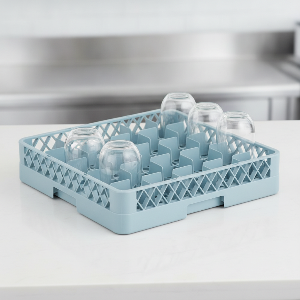 Plastic Glass Rack with 25 Compartments for Commercial Use