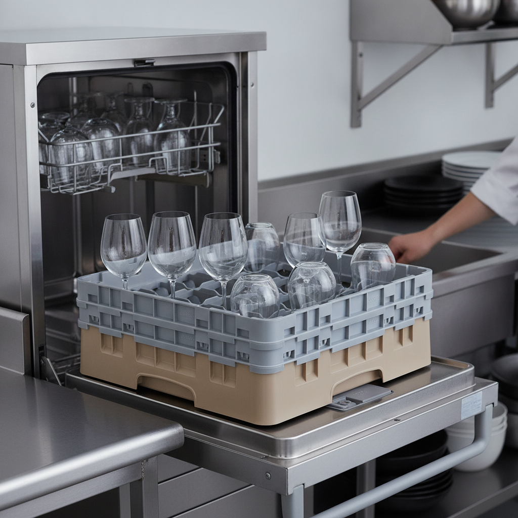 Polypropylene Dishwasher Rack for Safe Glassware Transport