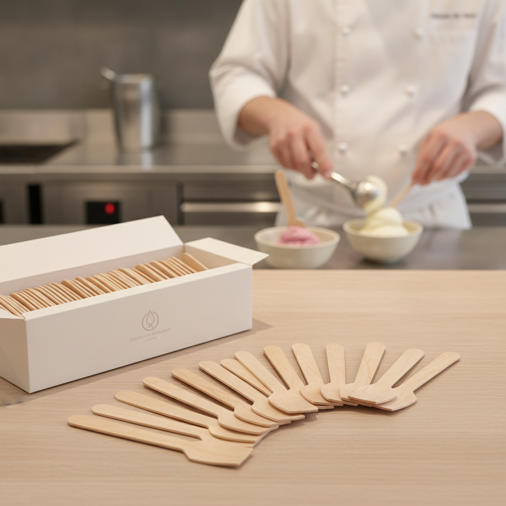 Wooden Ice Cream Spoons 96mm for Food Service (Pack of 100)