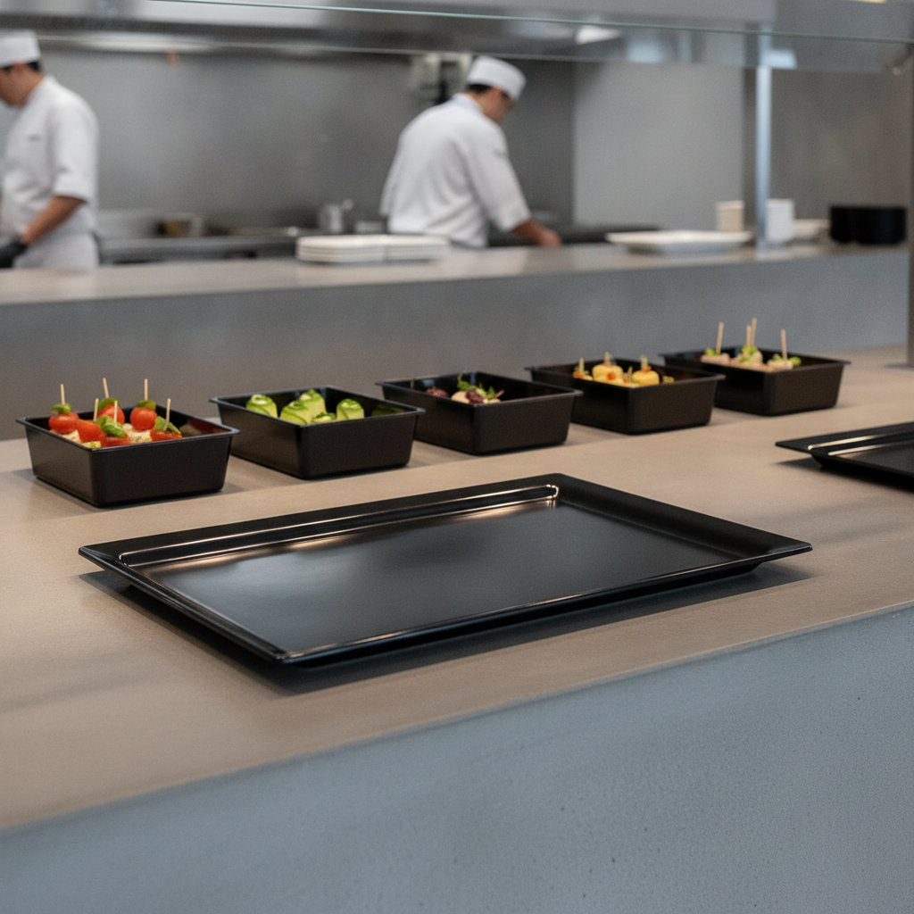 Recycled PET Black GN 1/2 Tray 325x265mm for Buffet Settings