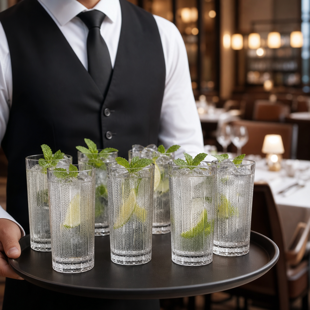 Glass Mosaic Hi-Ball Glasses 355ml for Elegant Entertaining (Pack of 6)