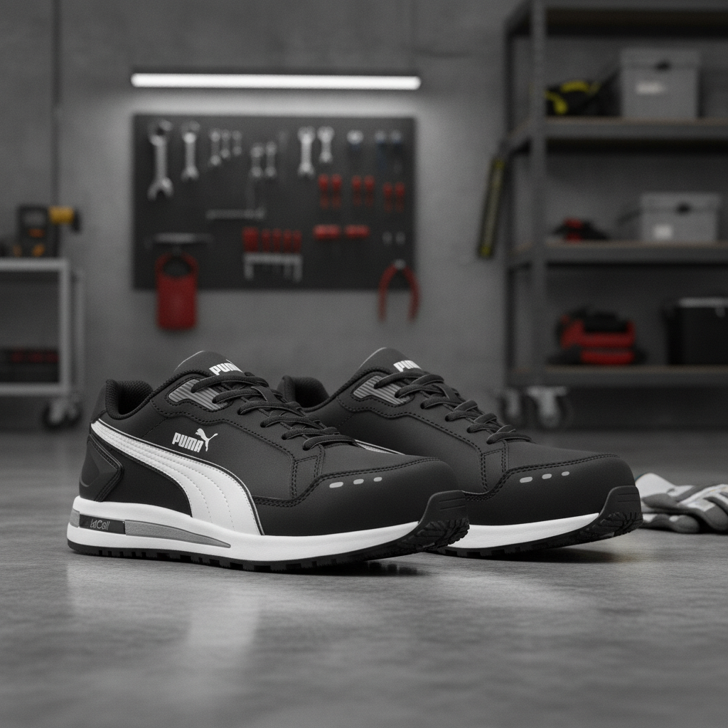 Leather Safety Trainers Black for Industrial Work (EU Sizes 37-46)