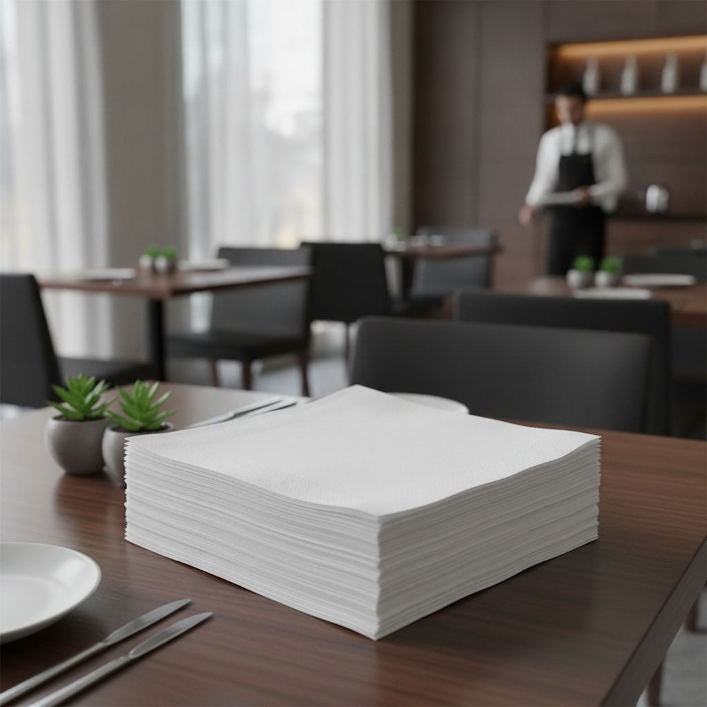 White Paper Lunch Napkins 330x330mm for Cafés & Restaurants (Pack of 5000)